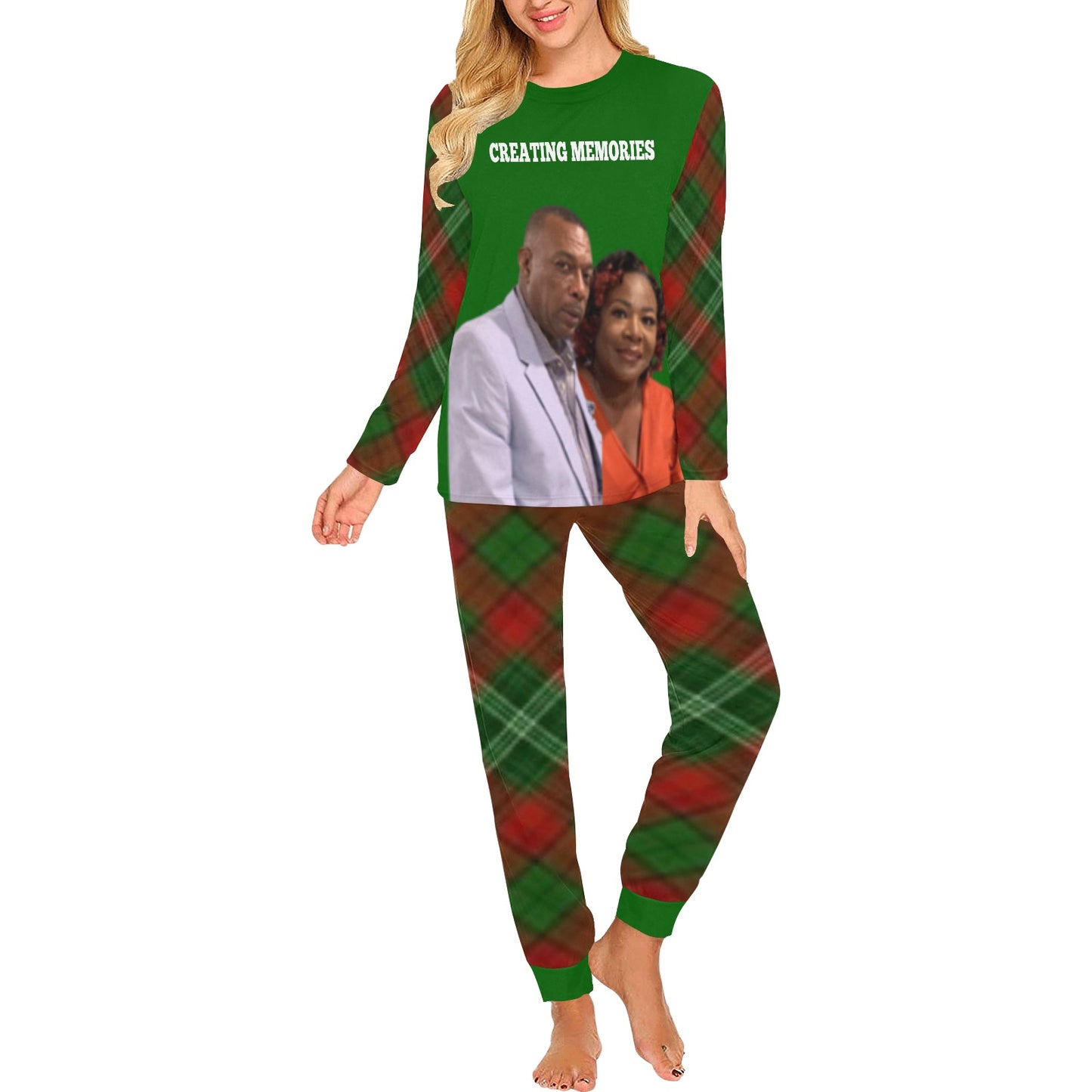 Women Round Neck Long Sleeves Custom Pajama