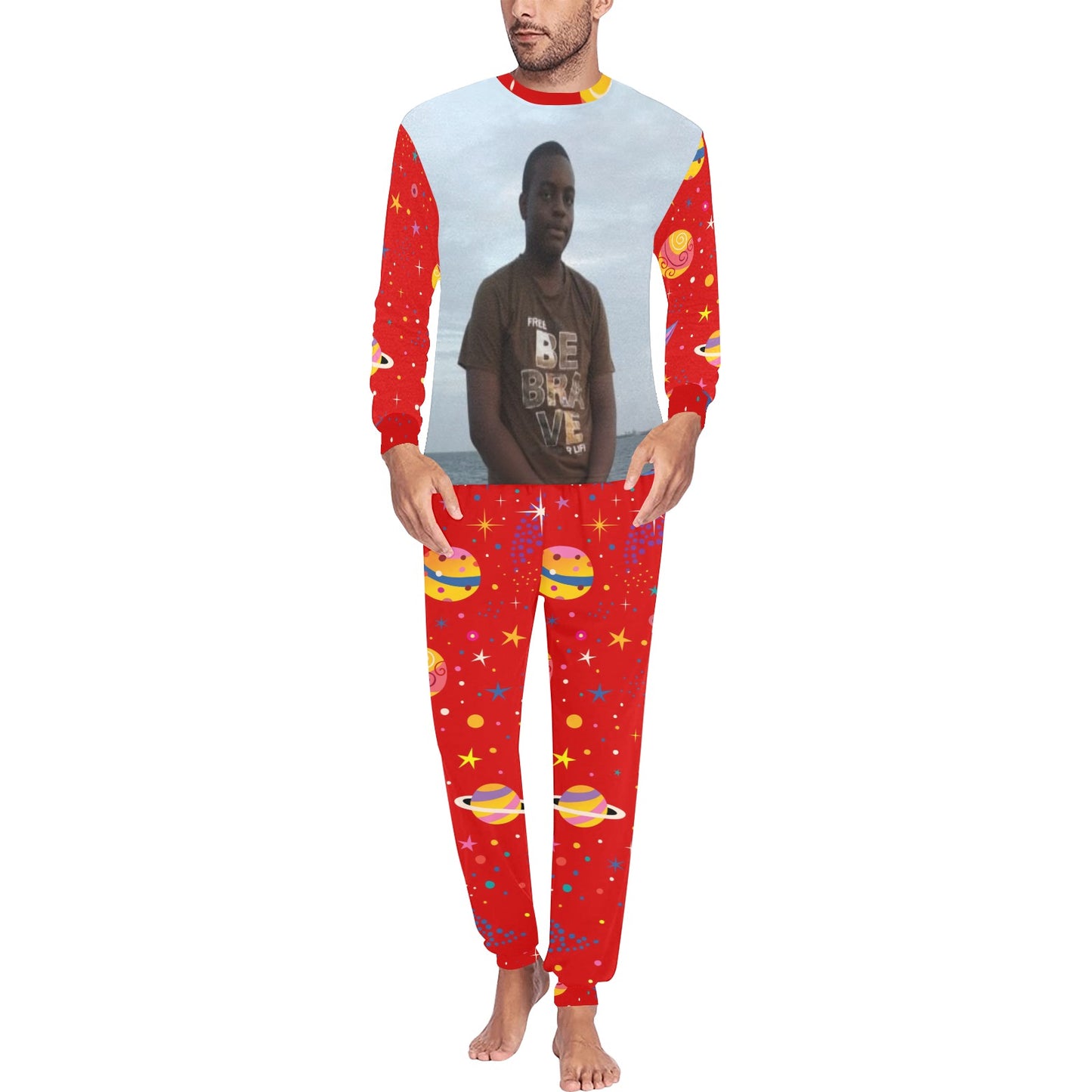 Men Round Neck Long Sleeves Custom Pajama