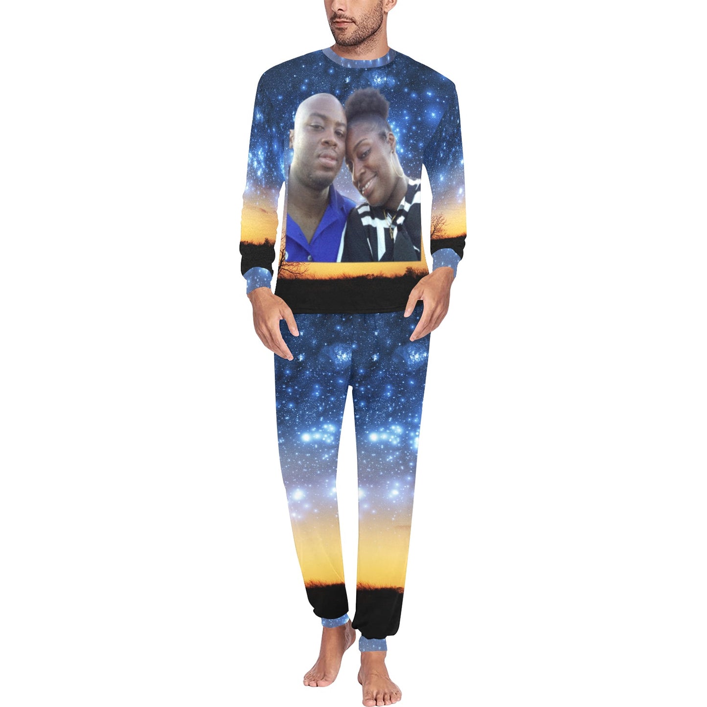 Men Round Neck Long Sleeves Custom Pajama