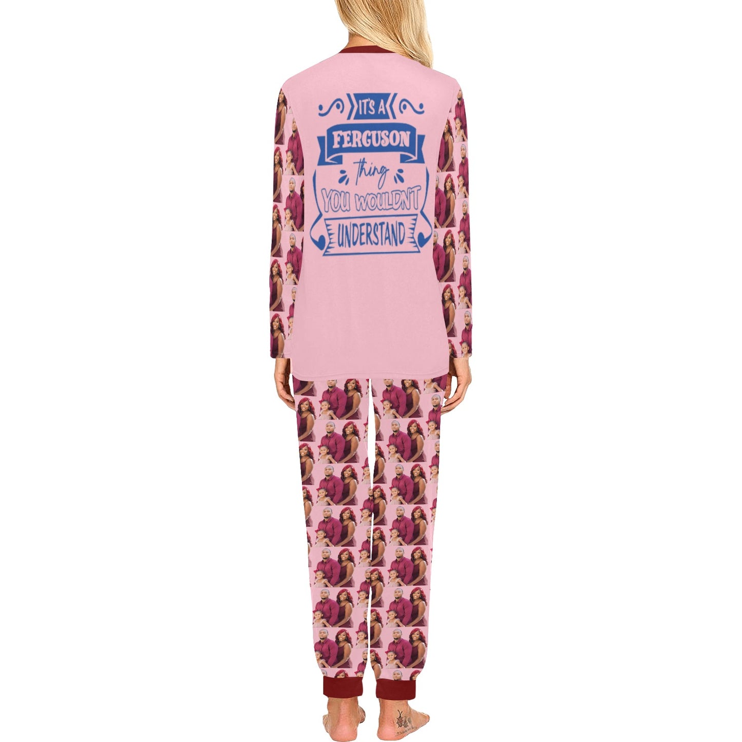 Women Round Neck Long Sleeves Custom Pajama