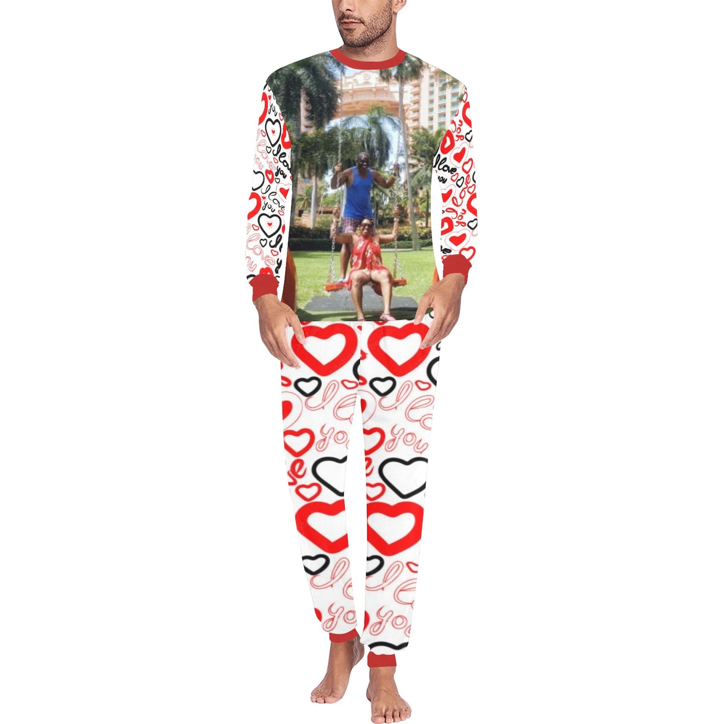 Men Round Neck Long Sleeves Custom Pajama