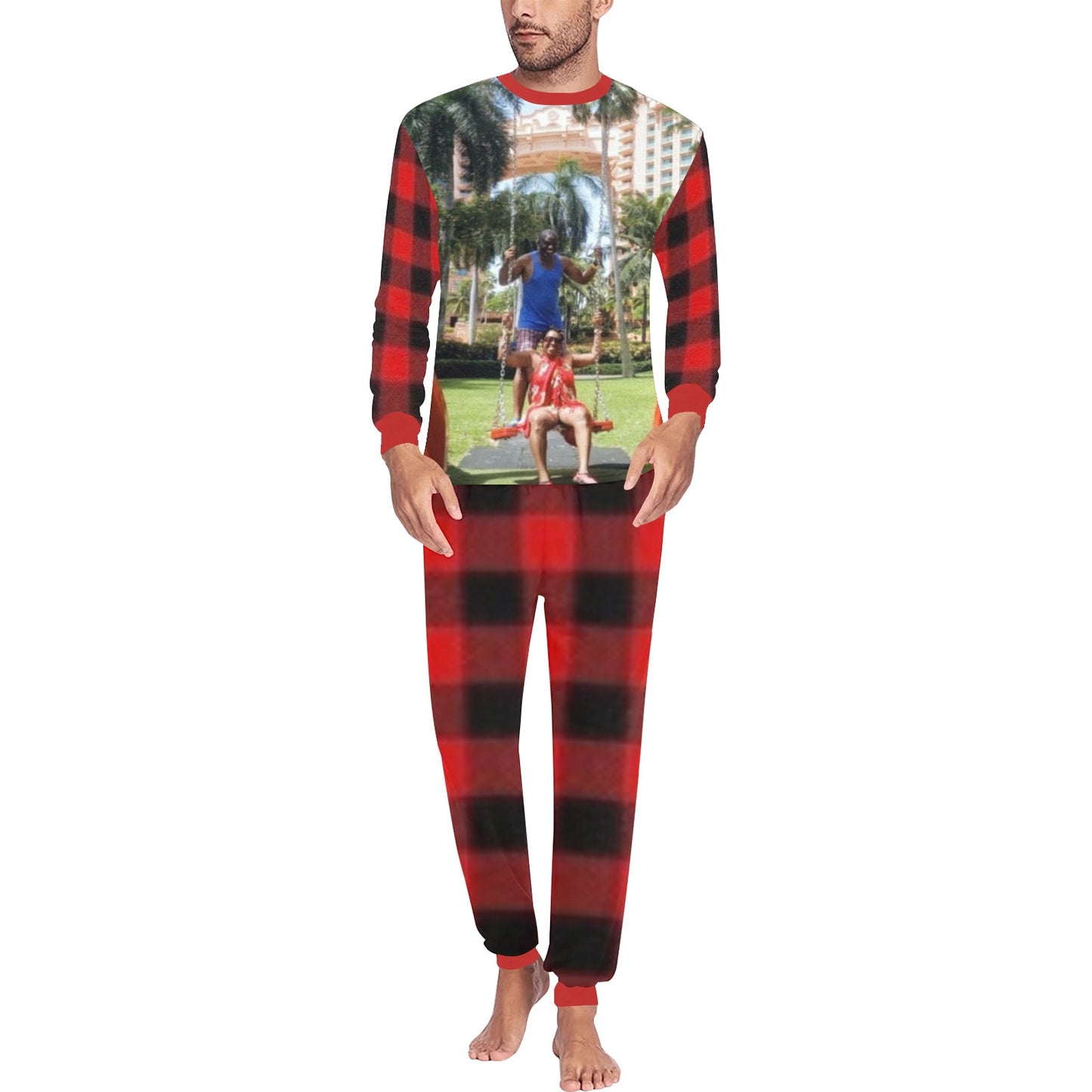 Men Round Neck Long Sleeves Custom Pajama