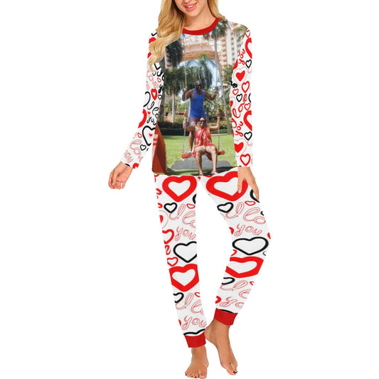 Women Round Neck Long Sleeves Custom Pajama