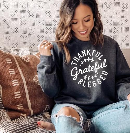 Thankful Grateful Blessed Crew Sweatshirt